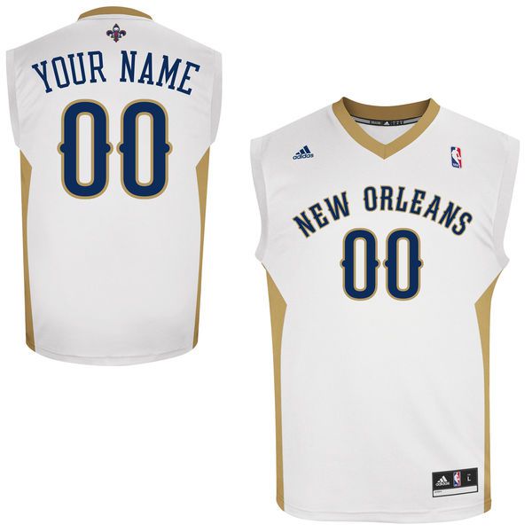 Men Adidas New Orleans Pelicans Custom Replica Home White NBA Jersey
